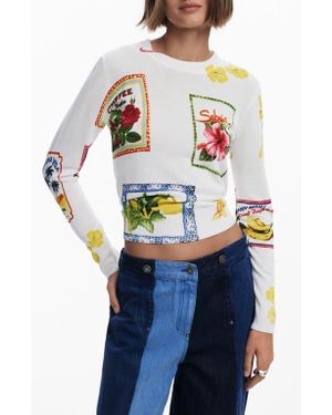 Desigual Floral Crewneck Sweater - Blue
