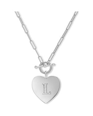 Melinda Maria Love Letters Initial Heart Medallion Necklace - Metallic