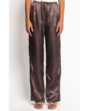 Petal & Pup Alima Dot Wide Leg Satin Pants - Brown