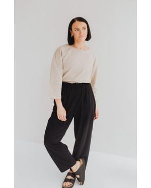 Turtledove London Organic Cotton Kate Barrel Leg Pants - Black