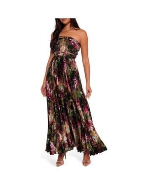 Petal & Pup Angelique Floral Print Strapless Maxi Dress - Brown