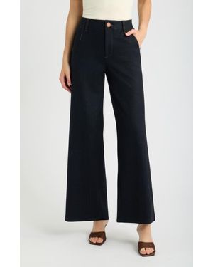 Wit & Wisdom Whitney Skyrise Flat Front Wide Leg Pants - Blue