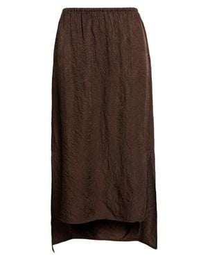 OSSOU Laurel Crinkle Satin High-Low Slip Skirt - Brown