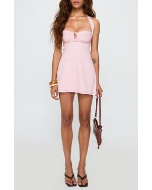 Princess Polly Isabetta Recycled Cotton Halter Minidress - White