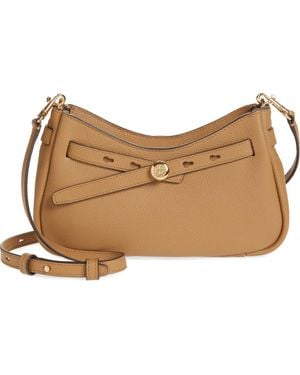 Tory Burch Romy Zip Top Leather Crossbody Bag - Natural
