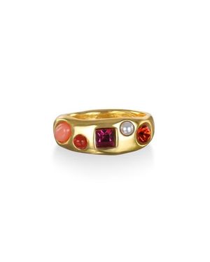 Sequin Rococo Crystal & Faux Pearl Ring - Multicolor
