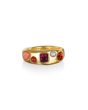 Sequin Rococo Crystal & Faux Pearl Ring - Multicolor