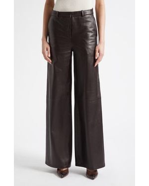Nour Hammour Coda Wide Leg Leather Pants - Black
