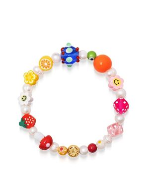 Nialaya Berry Pearl Bracelet - Red