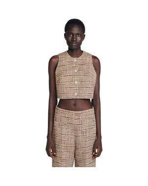 Sandro Tweed Vest - Brown