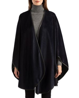 Sofiacashmere Leather Trim Alpaca Blend Wrap - Black