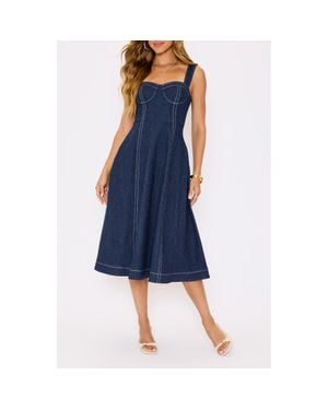 Vici Collection Rey Bustier Bodice Denim Midi Dress - Blue