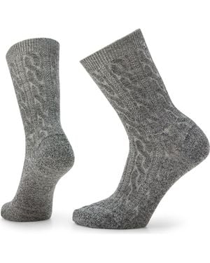 Smartwool Everyday Cable Knit Merino Wool Blend Crew Socks - Gray