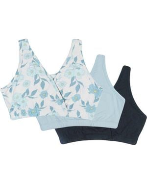 Everly Grey Paisley During & After 3-Piece Maternity/Nursing Sleep Bras - Blue