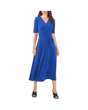 Chaus V-Neck Tie Waist Maxi Dress - Blue