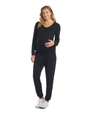 Everly Grey Whitney During & After 2-Piece Maternity/Nursing Top & Pant Set - Black