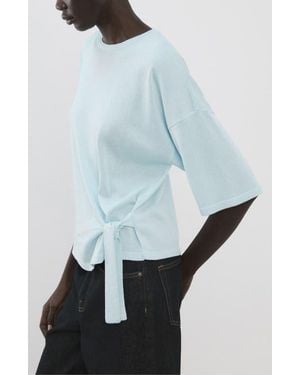 Mango Bow Short Sleeve Sweater - Blue