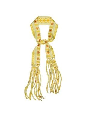 OLAH Frida With Love Silk Skinny Fringe Scarf - Metallic
