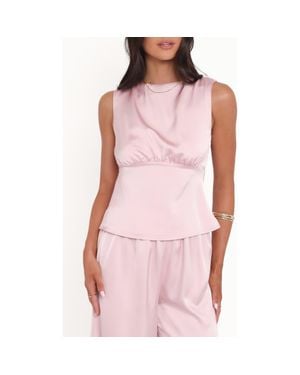 Petal & Pup Wynn Strappy Cowl Back Satin Top - Pink