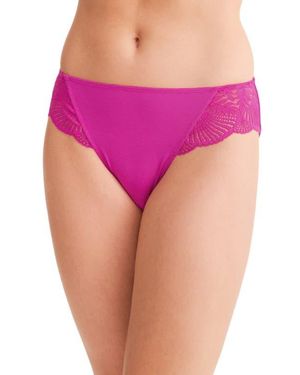 Fleur't Belle Epoque Lace Trim Microfiber Briefs - Pink
