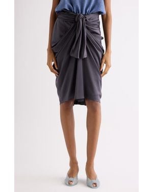 Chloé Gathered Organic Silk Satin Skirt - Black