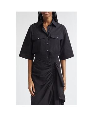 Michael Kors Safari Washed Cotton Poplin Camp Shirt - Black