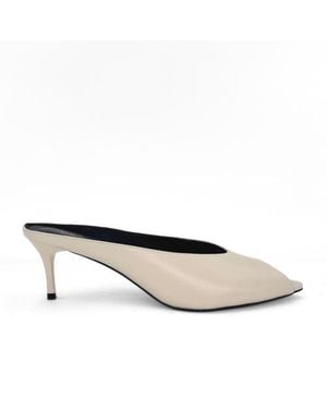 Amie Rafa Audrey Ii Peeptoe Leather Mule - Natural