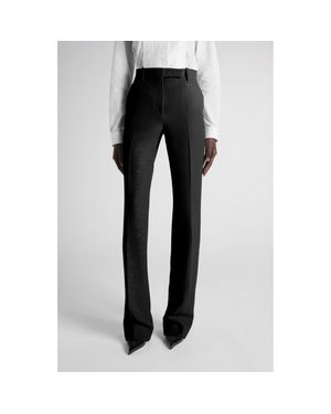 Tom Ford Tailored Sequin Wool Blend Crepe Straight Leg Pants - Gray