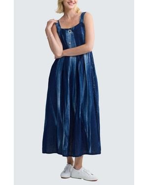 Luukaa Peyton Batik-Effect Tiered Dress - Blue