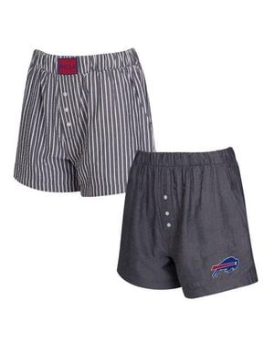 Concepts Sport Buffalo Bills Two-Pack Stripes And Solids Boxer Shorts Set - Gray
