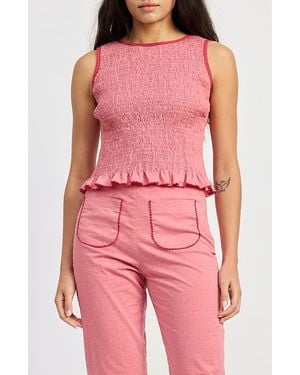 JACQUIE THE LABEL Ada Bow Back Smocked Sleeveless Top - Red