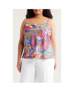 Tahari Tropical Print Satin Camisole - Red