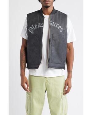 Pleasures Horns Reversible Faux Leather Vest - Blue