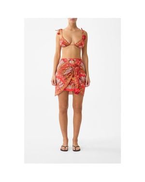 CAMILLA Layered Mini Sarong W Rosette Tie Front