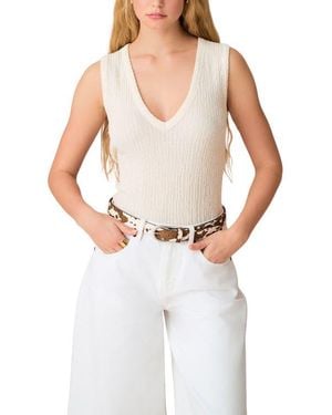 Next Textured V-Neck Sleeveless Knit Top - White