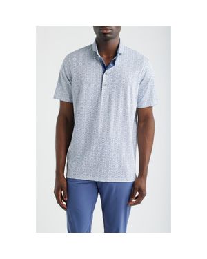 Greyson Echo Falls Geo Print Performance Golf Polo - Blue