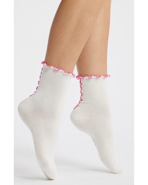UGG Karsyn Ii Lettuce Edge Quarter Socks - White