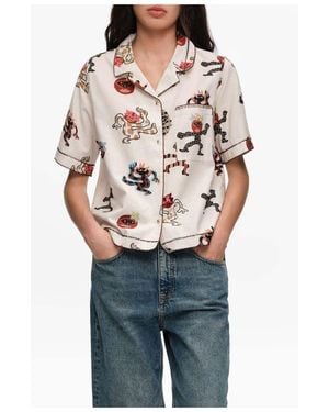 Bimba Y Lola Straight Shirt With Decorative Stitching - Gray