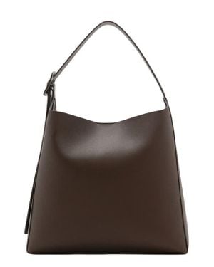 Mango Buckle Faux Leather Shopper Bag - Brown