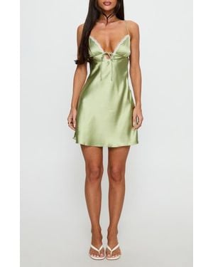 Princess Polly Jasminda Lace Trim Satin Minidress - Green