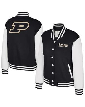 Colosseum Athletics Purdue Boilermakers French Baguette Full Snap Fleece Jacket - Black