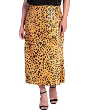 Standards & Practices Izar High Waist Satin Midi Skirt - Metallic