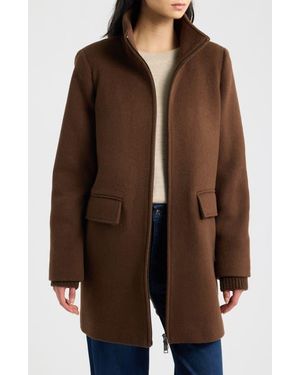 Vince Stand Collar Wool & Cashmere Blend Coat - Brown
