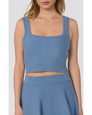 Astr Shaylla Knit Square Neck Crop Top - Blue
