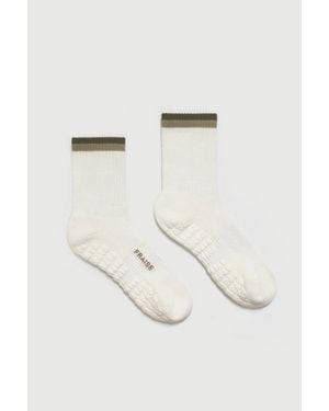 Fraise Striped Crew Grip Socks - Natural