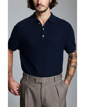 Billy Reid Solid Cotton Piqué Polo Sweater - Blue