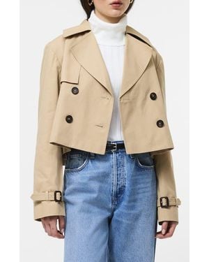 French Connection Crop Cotton Twill Trench Coat - Blue