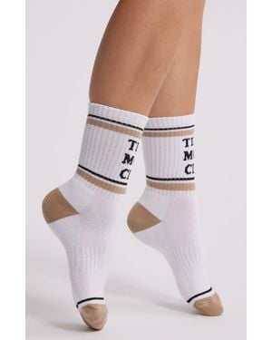 Friday Feelin Tired Moms Club Crew Socks - White