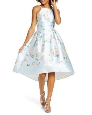 Chi Chi London Tallie Floral Satin Cocktail Dress - Blue