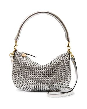 Clare V. Petit Moyen Woven Leather Messenger Bag - Gray